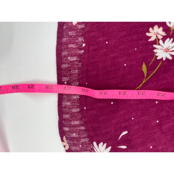 Torrid Women's Dark Magenta Daisy Print Tie Neck Babydoll Popover Blouse Size 0X - Picture 6 of 6